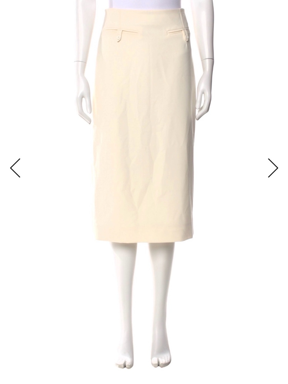 STAUD Cream Midi Pencil Skirt